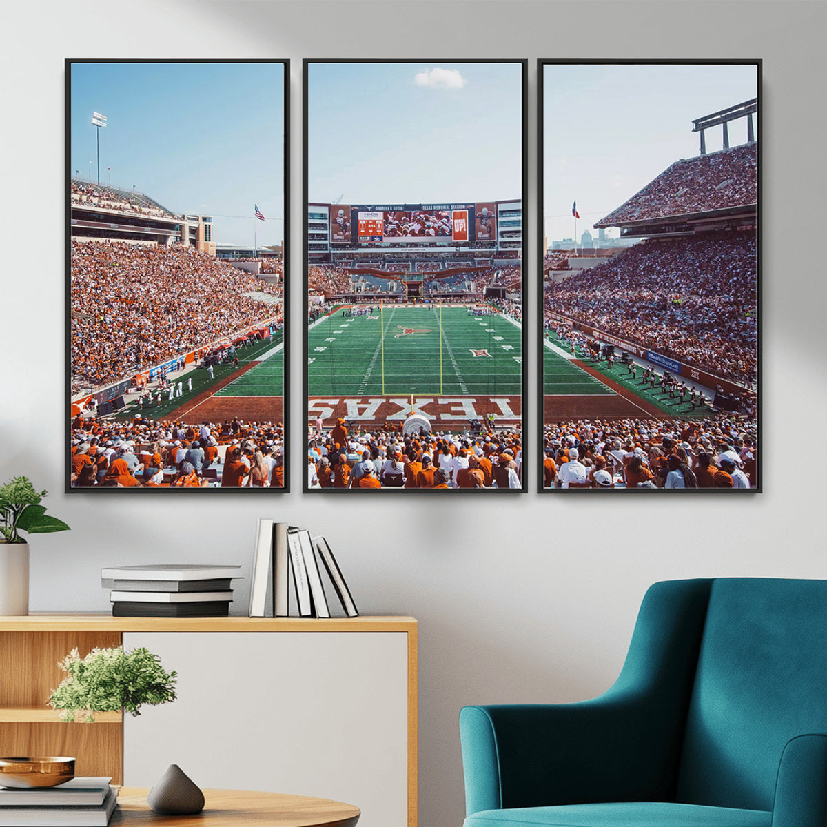 14826-MGV-CV-36X24 - Framed Texas Memorial Stadium Canvas, University of Texas Longhorns Football Team Print - Austin