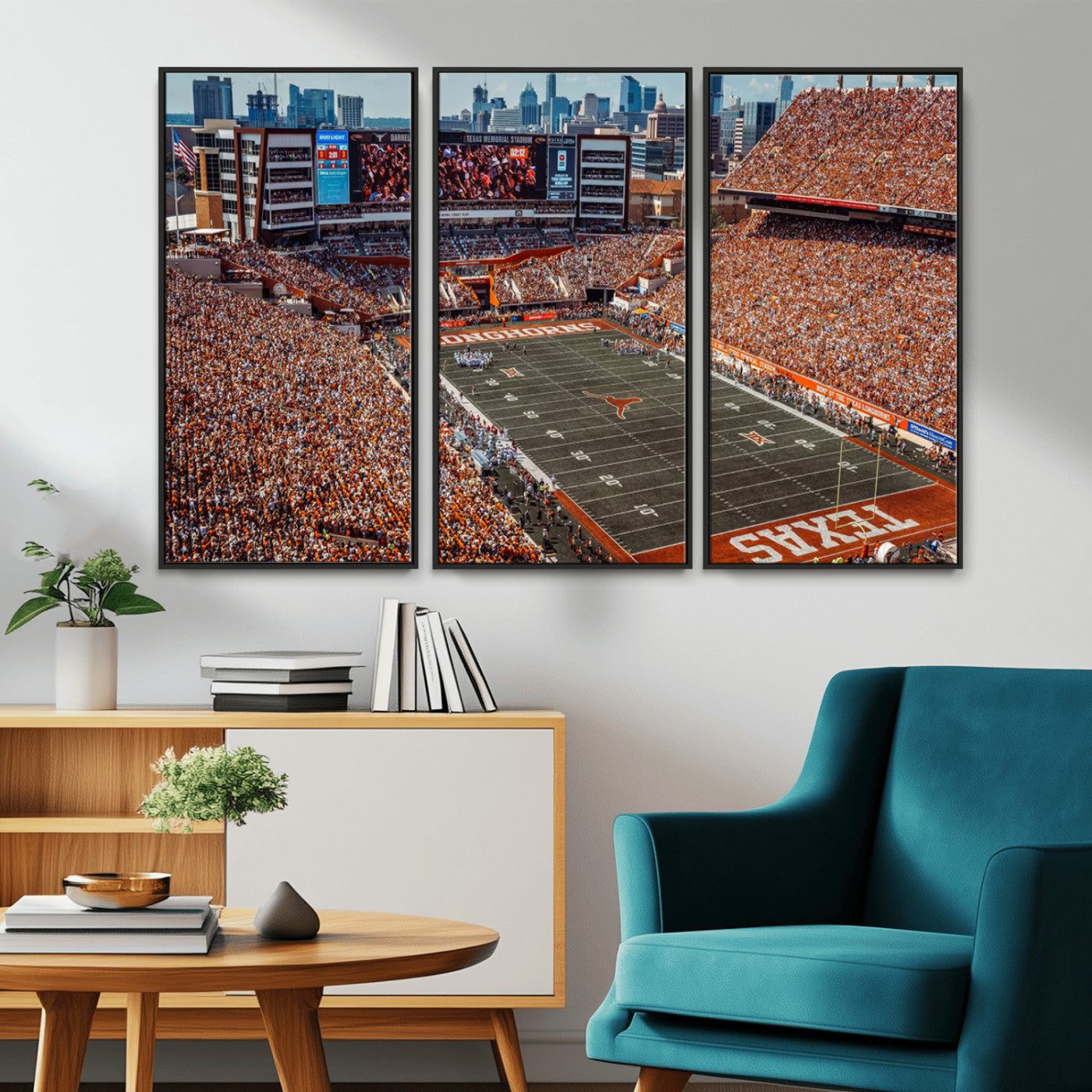 MGV-FC-48X32-3P - University of Texas Longhorns Football Team Print - Austin Darrell K Royal-Texas Memorial Stadium