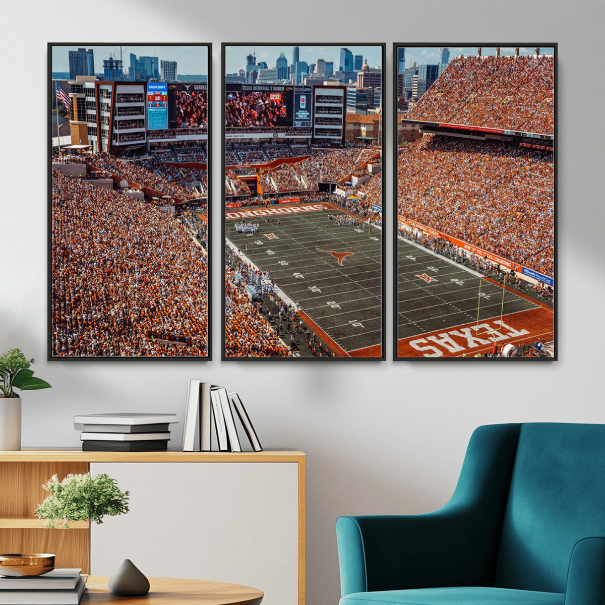 92103-MGV-CV-36X24 - University of Texas Longhorns Football Team Print - Austin Darrell K Royal-Texas Memorial Stadium