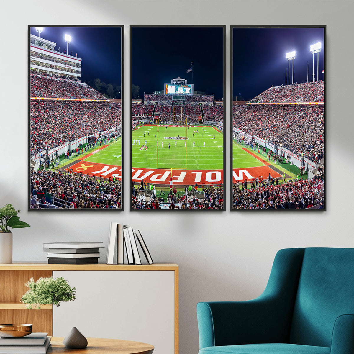 80943-MGV-CV-36X24 - Wolfpack Football Team Print - Raleigh Carter-Finley Stadium Wall Art Canvas Print