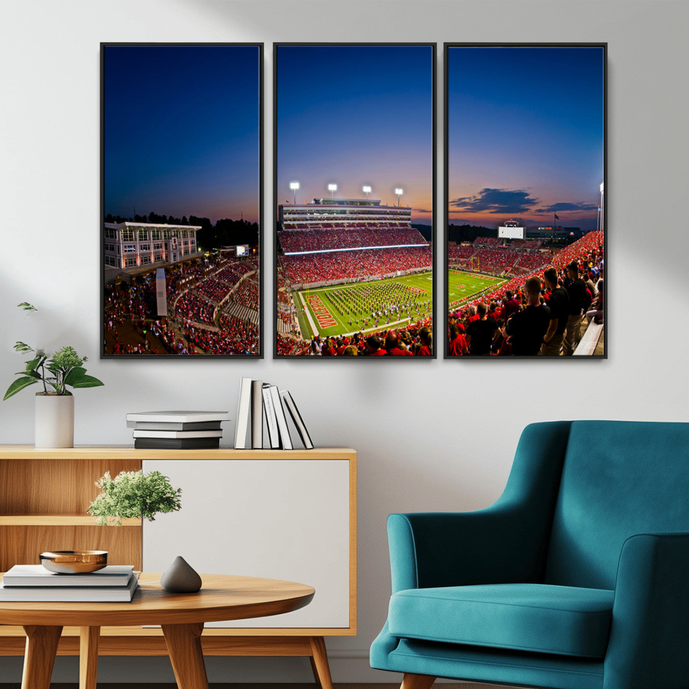 MGV-FC-48X32-3P - Wolfpack Football Team Wall Art Print - Raleigh Carter-Finley Stadium Wall Art Canvas Print