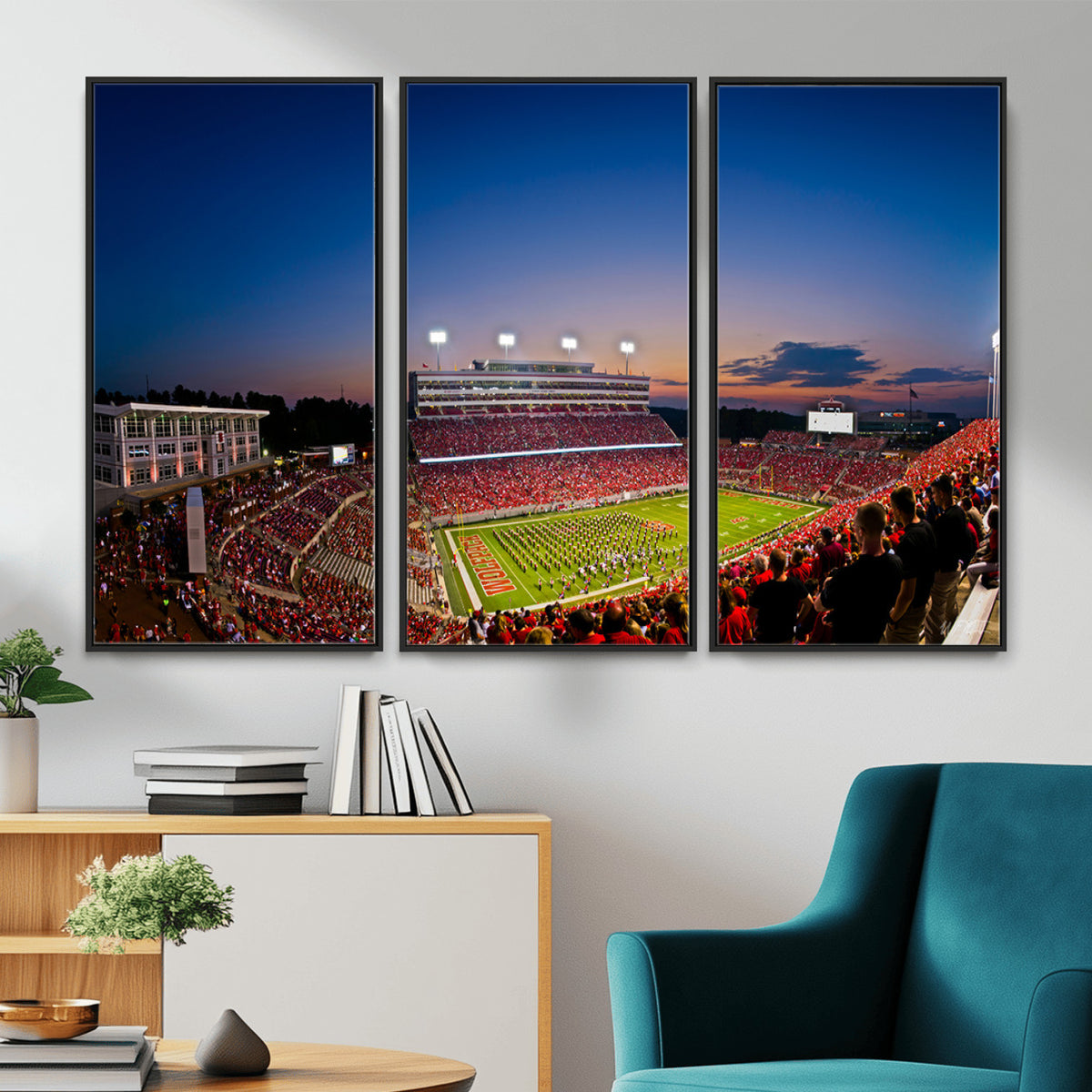 76202-MGV-CV-36X24 - Wolfpack Football Team Wall Art Print - Raleigh Carter-Finley Stadium Wall Art Canvas Print