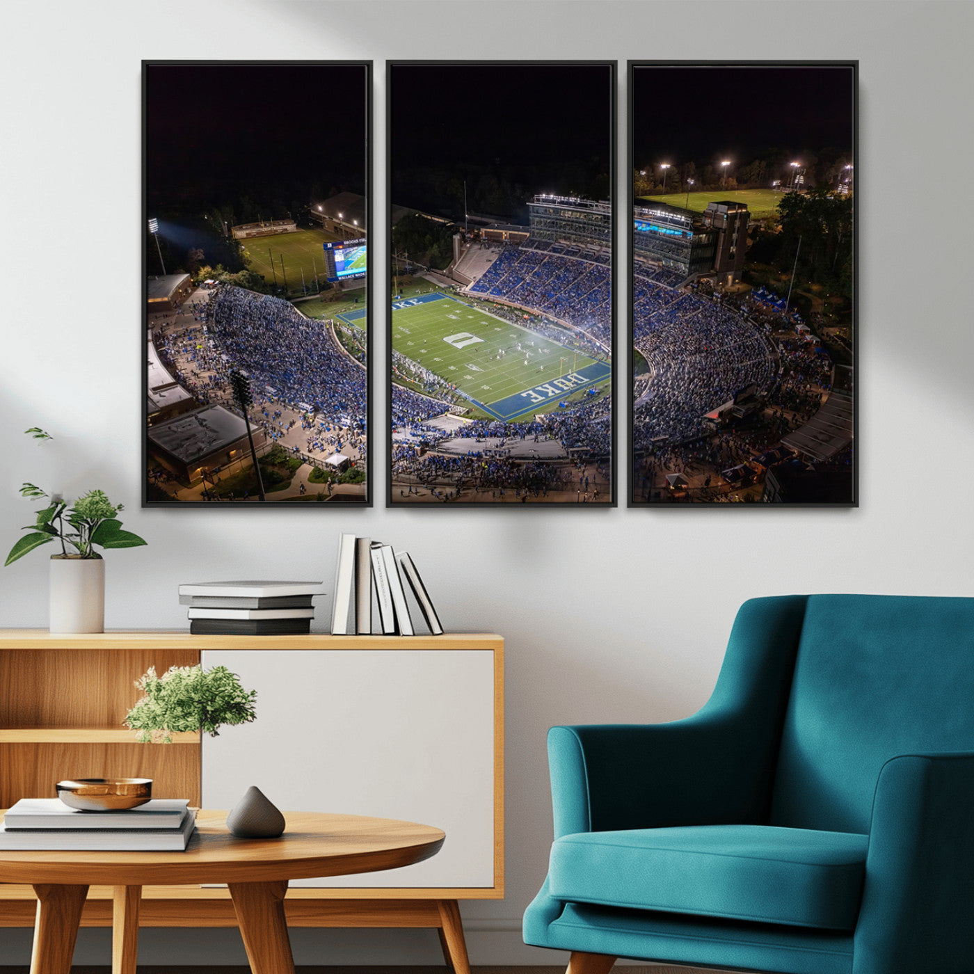 MGV-FC-48X32-3P - Duke University Blue Devils Football Print Canvas - Durham Wallace Wade Stadium Wall Art Canvas