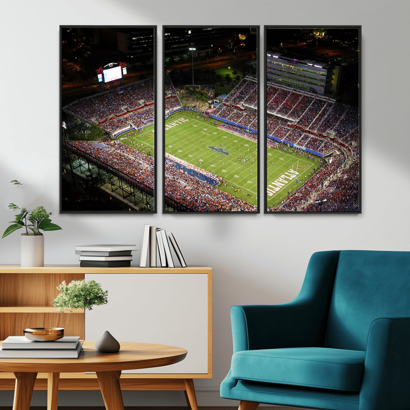MGV-FC-48X32-3P - Florida Atlantic University Owls Canvas Print, Football Team Print - Boca Raton FAU Stadium Wall Art