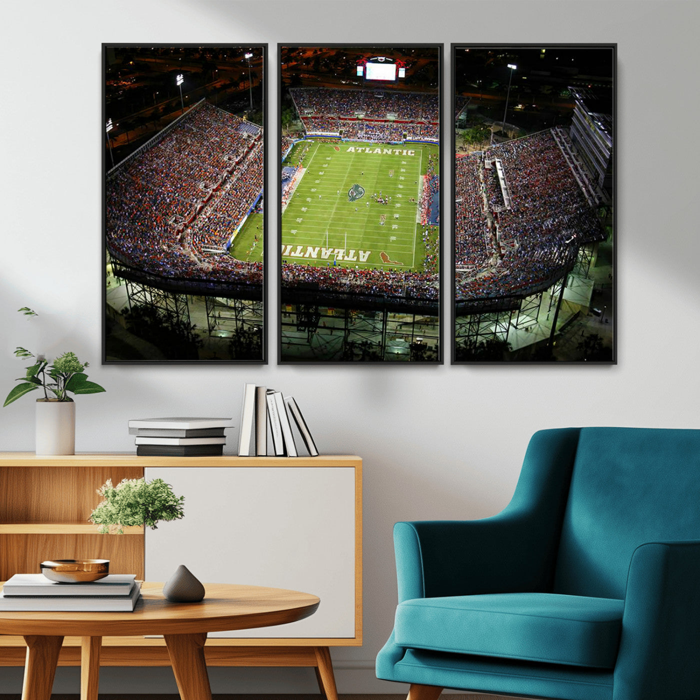 MGV-FC-48X32-3P - Florida Atlantic University Owls Football Team Print - Boca Raton FAU Stadium Wall Art Canvas Print