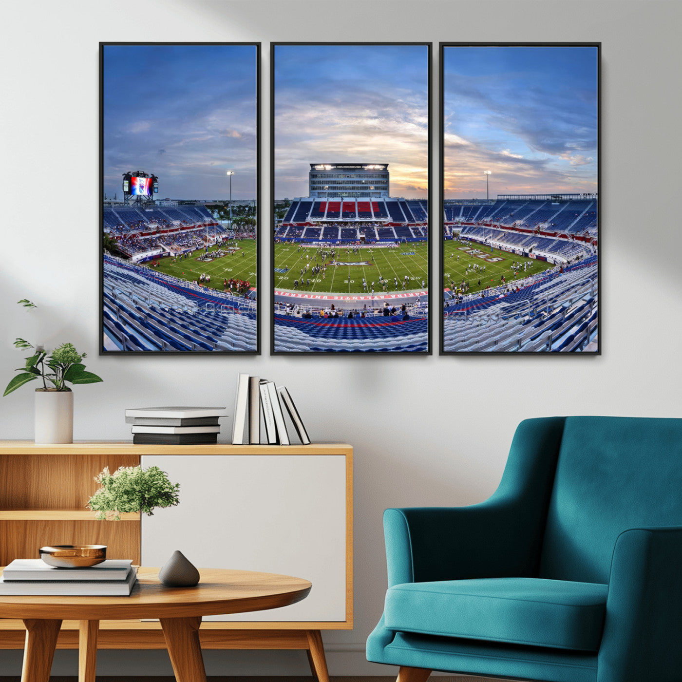 MGV-FC-48X32-3P - Florida Atlantic University Owls Football Team Print - Boca Raton FAU Stadium Wall Art Canvas Print