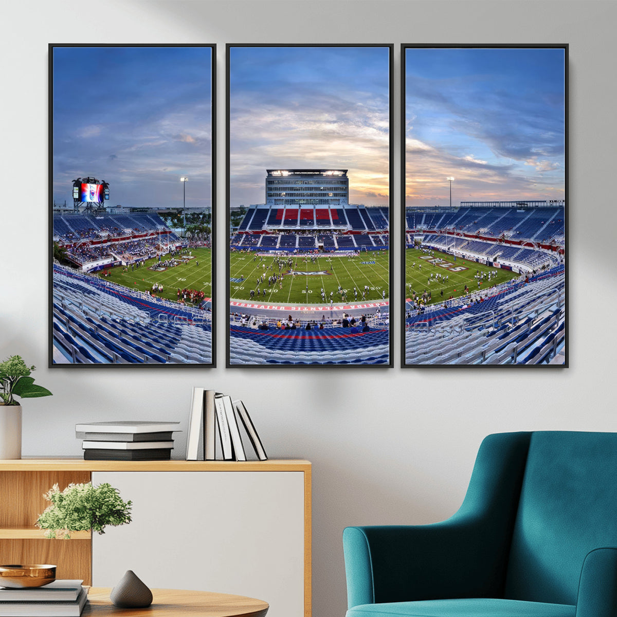 69559-MGV-CV-36X24 - Florida Atlantic University Owls Football Team Print - Boca Raton FAU Stadium Wall Art Canvas Print