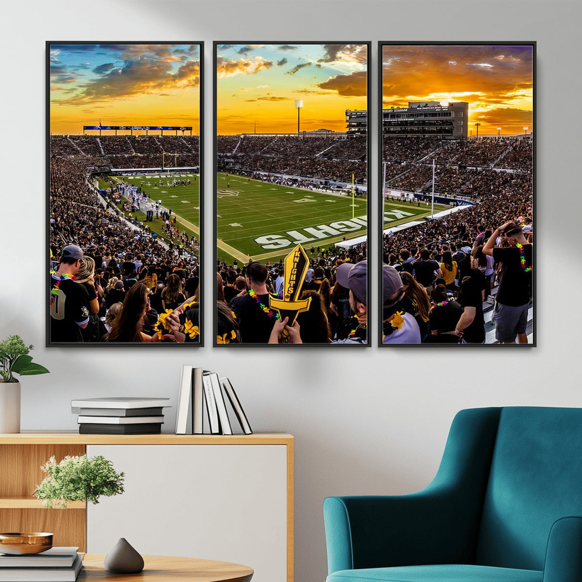 66803-MGV-CV-36X24 - UCF Knights Football Team Print - Orlando FBC Mortgage Stadium, UCF Knights Wall Art Canvas Print