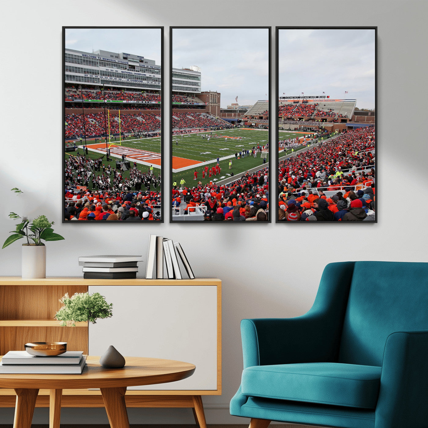 MGV-FC-48X32-3P - University of Illinois Fighting Illini Football Team Print - Champaign Illinois Memorial Stadium