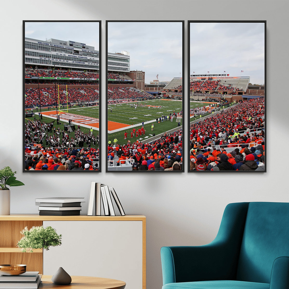 86851-MGV-CV-36X24 - University of Illinois Fighting Illini Football Team Print - Champaign Illinois Memorial Stadium