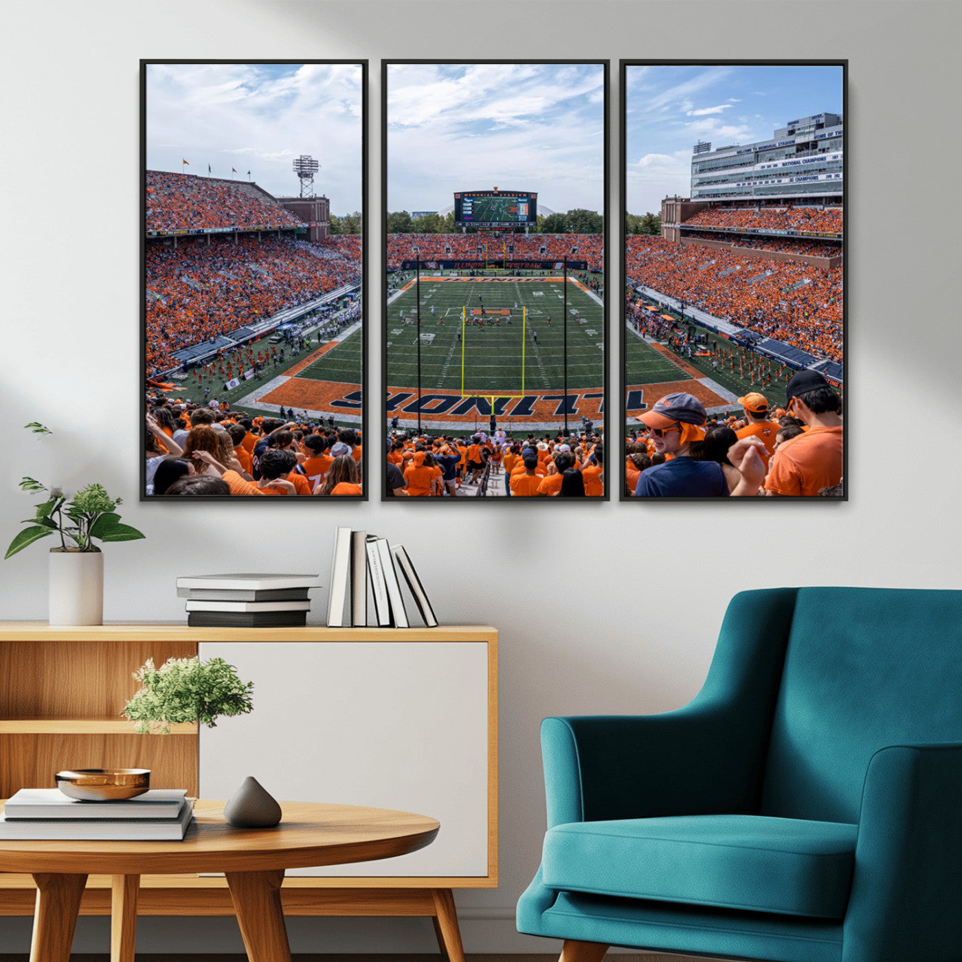MGV-FC-48X32-3P - University of Illinois Fighting Illini Football Team Print Canvas - Champaign Illinois Memorial