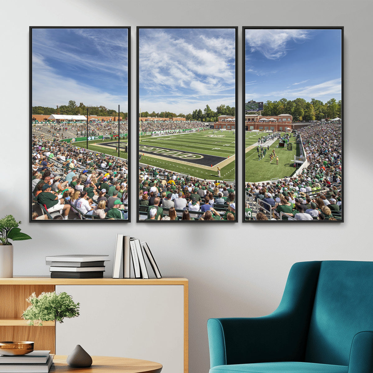 67799-MGV-CV-36X24 - University of Charlotte 49ers Football Team Print - Charlotte Jerry Richardson Stadium Canvas Print