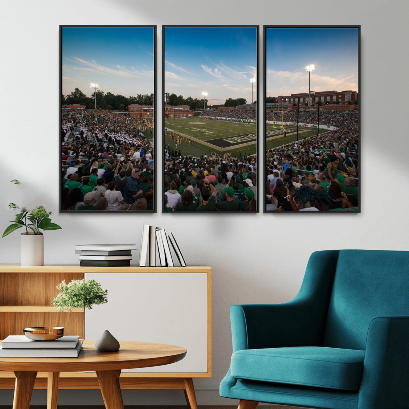 MGV-FC-48X32-3P - University of Charlotte 49ers Football Team Print - Charlotte Jerry Richardson Stadium Wall Art