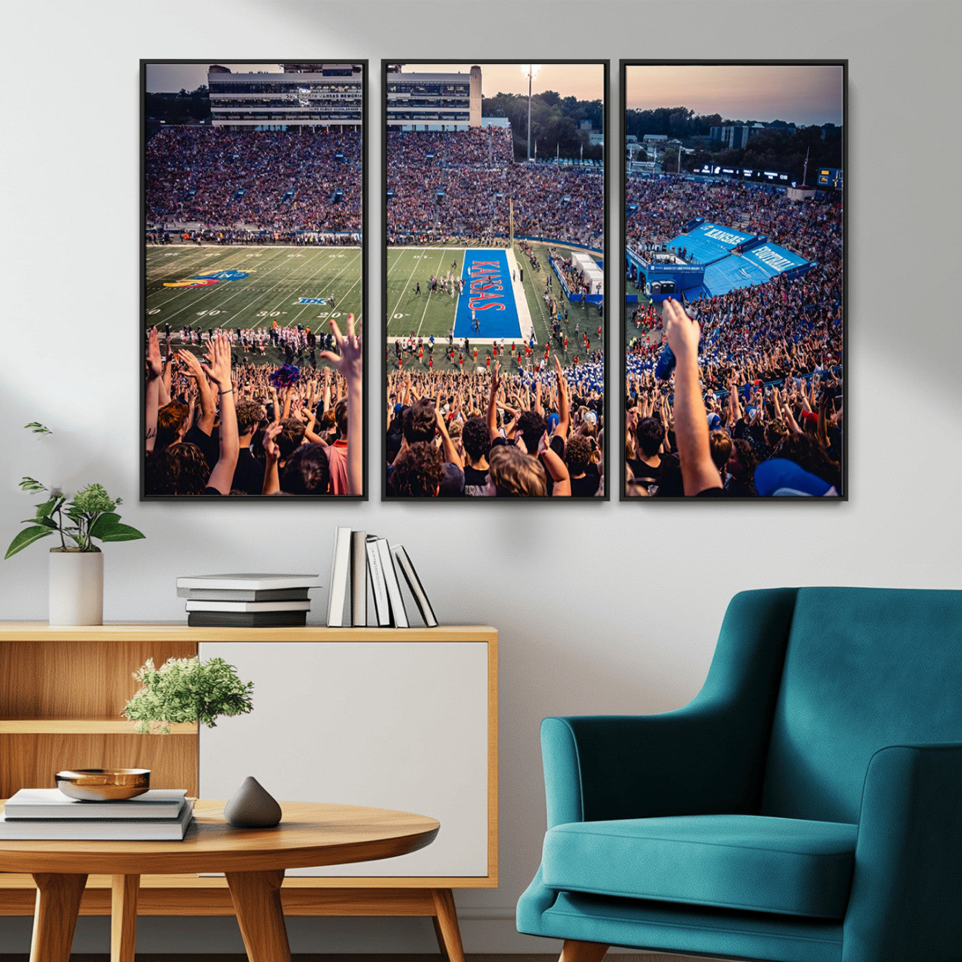 MGV-FC-48X32-3P - University of Kansas Jayhawks Football Team Art Print - Lawrence Kansas Memorial Stadium Wall Art