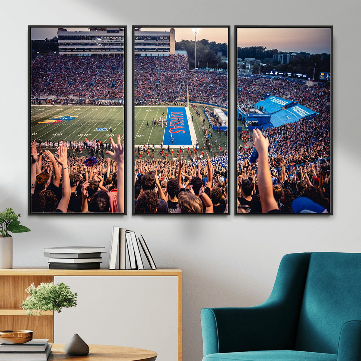 40169-MGV-CV-36X24 - University of Kansas Jayhawks Football Team Art Print - Lawrence Kansas Memorial Stadium Wall Art