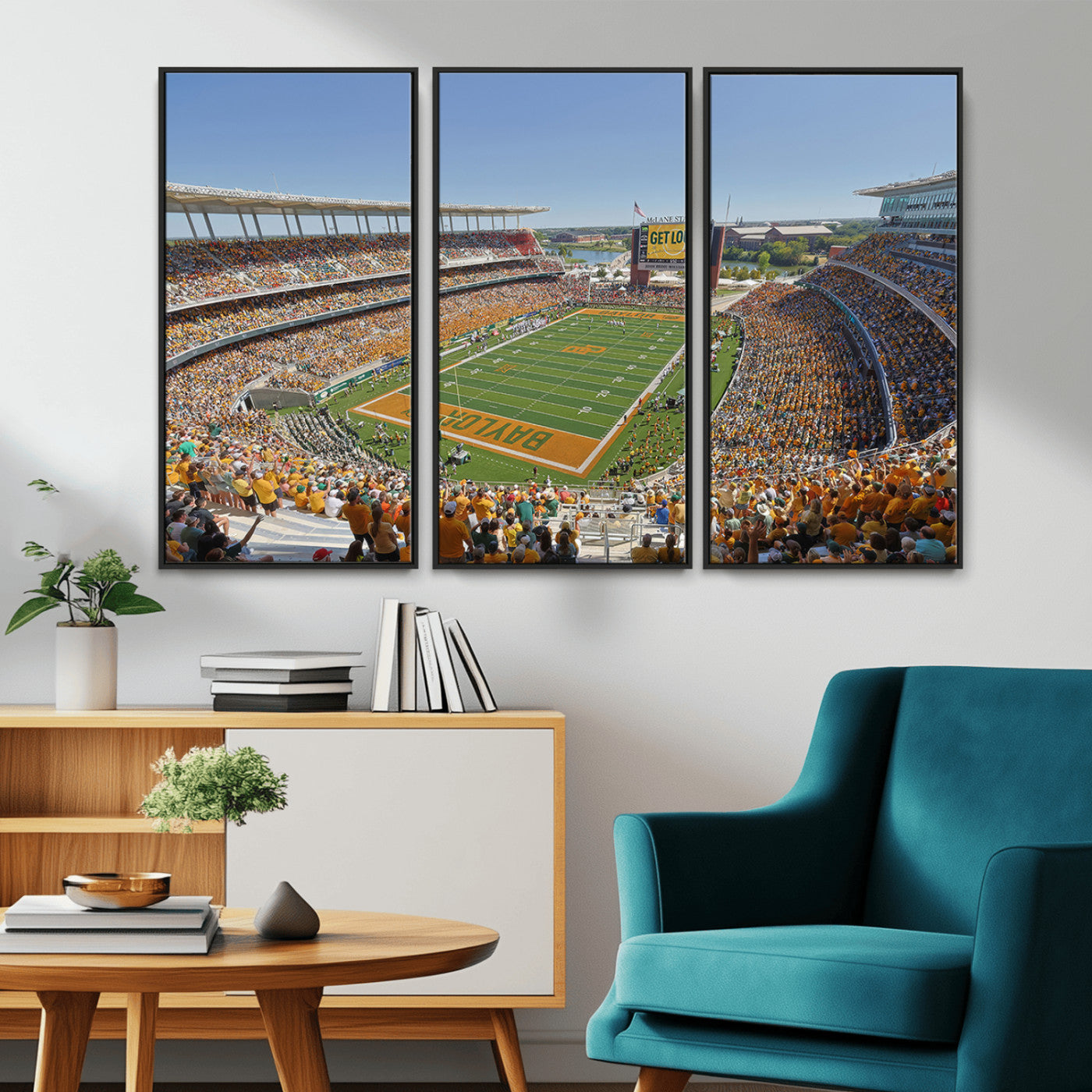 MGV-FC-48X32-3P - Baylor University Bears Football Team Print - Waco McLane Stadium Wall Art Canvas Print