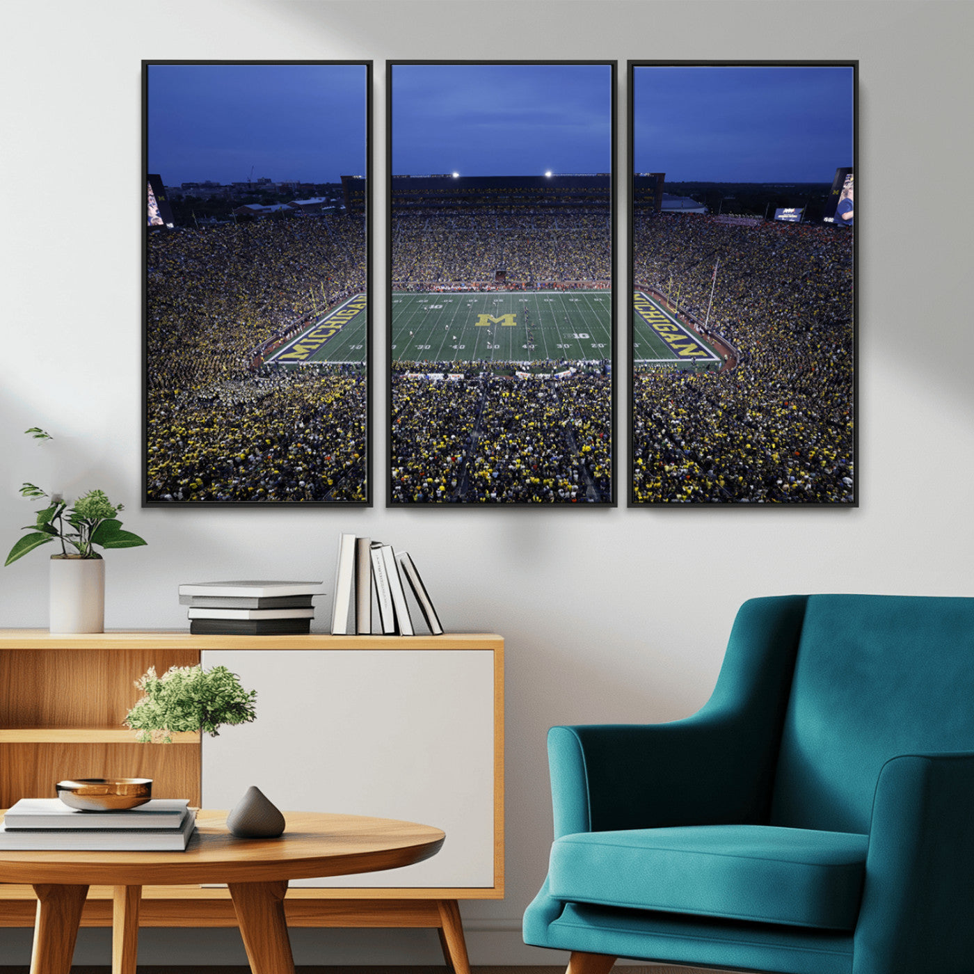 MGV-FC-48X32-3P - University of Michigan Wolverines Football Team Print - Ann Arbor Michigan Stadium Wall Art Canvas