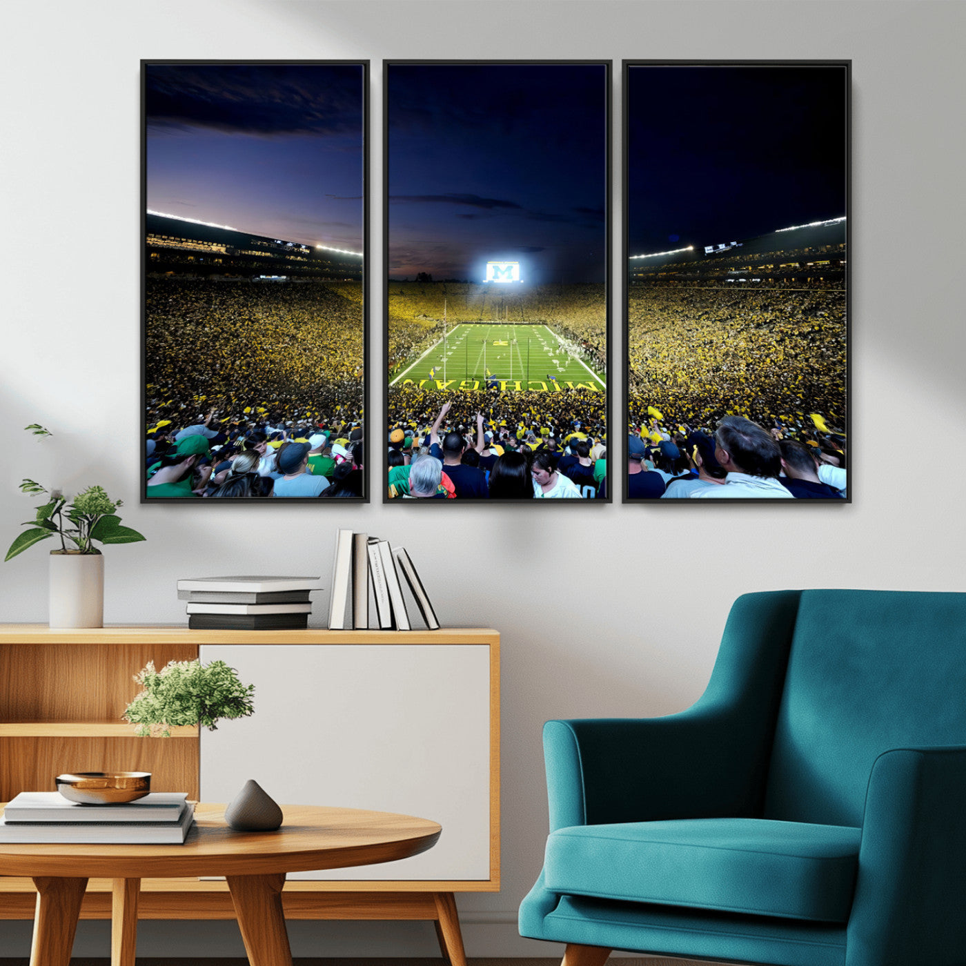 MGV-FC-48X32-3P - University of Michigan Wolverines Football Team Print - Ann Arbor Michigan Stadium Canvas Print
