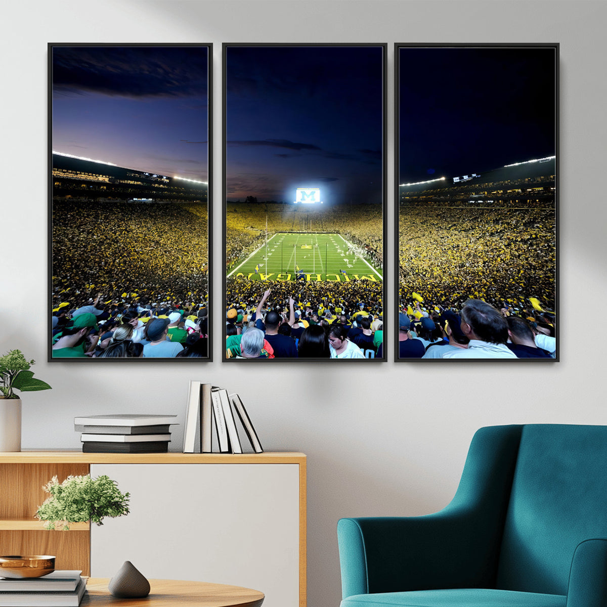 22115-MGV-CV-36X24 - University of Michigan Wolverines Football Team Print - Ann Arbor Michigan Stadium Canvas Print