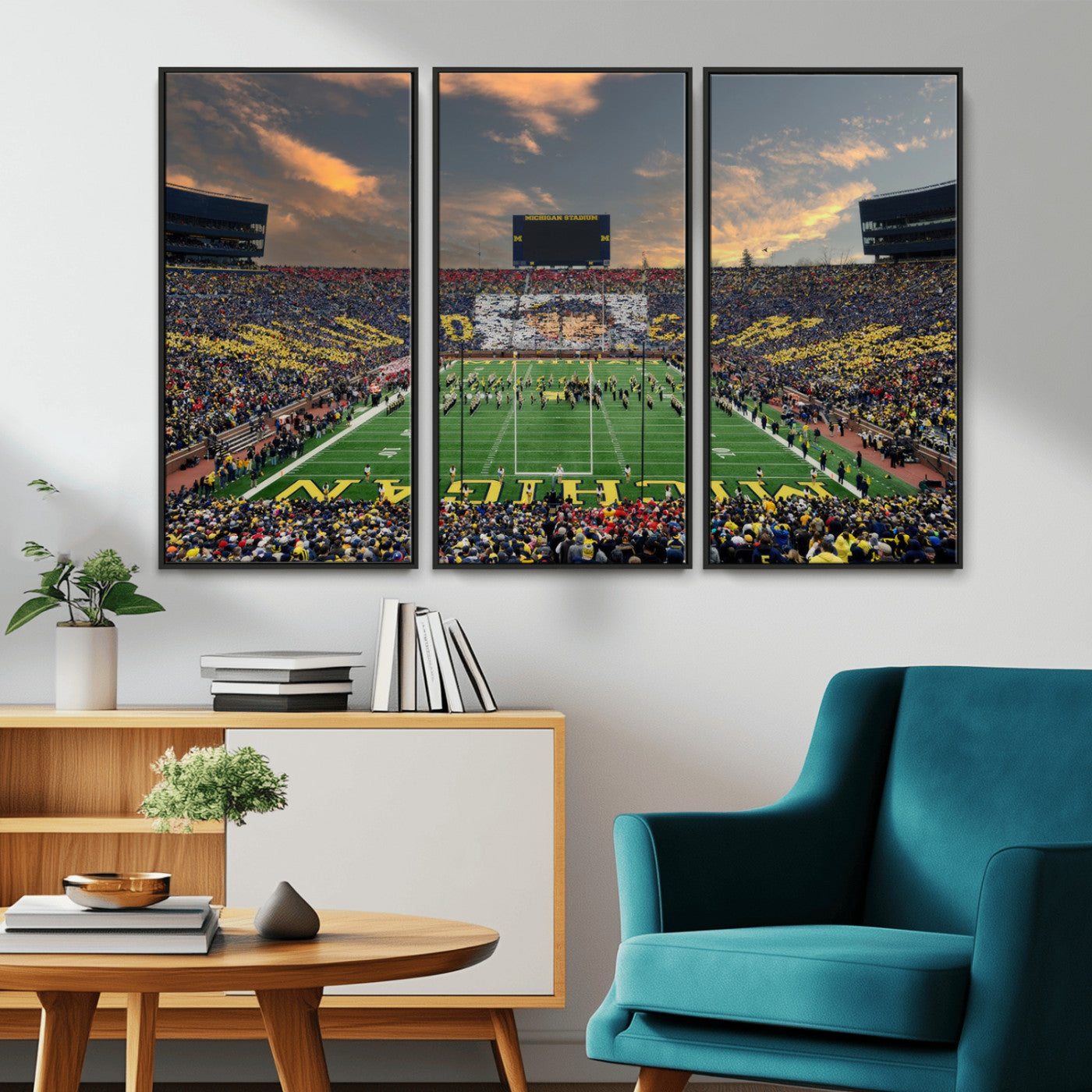 MGV-FC-48X32-3P - University of Michigan Wolverines Print Canvas, Football Team Print - Ann Arbor Michigan Stadium