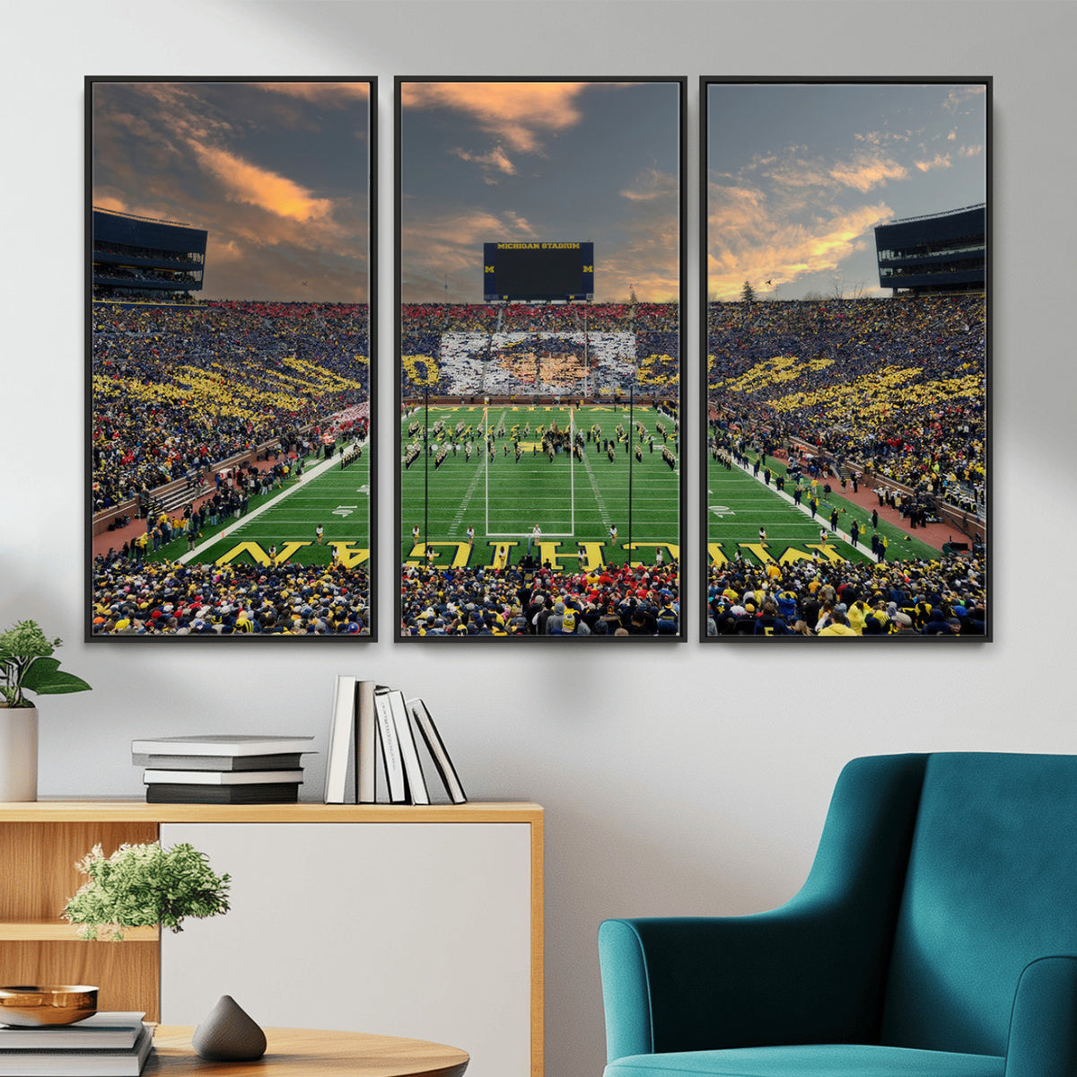 81843-MGV-CV-36X24 - University of Michigan Wolverines Print Canvas, Football Team Print - Ann Arbor Michigan Stadium
