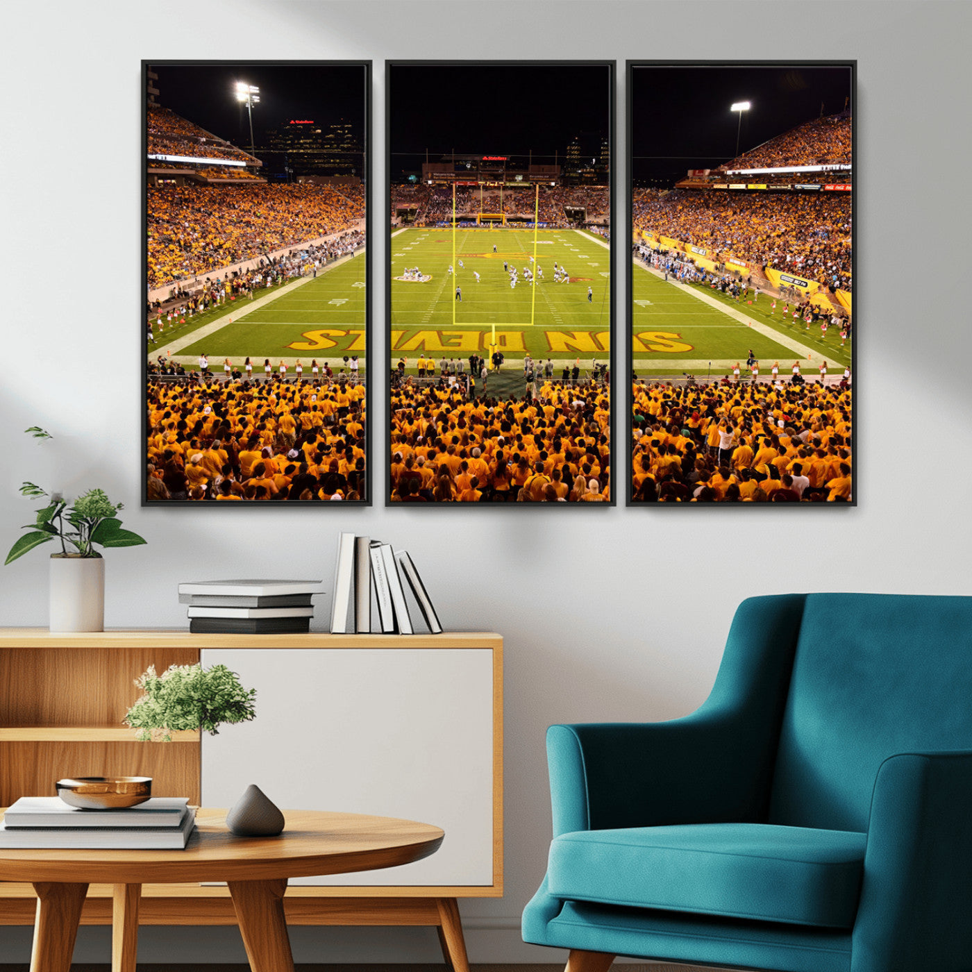 MGV-FC-48X32-3P - ASU Sun Devils Football Team Print - Phoenix Mountain America Stadium Wall Art Canvas Print