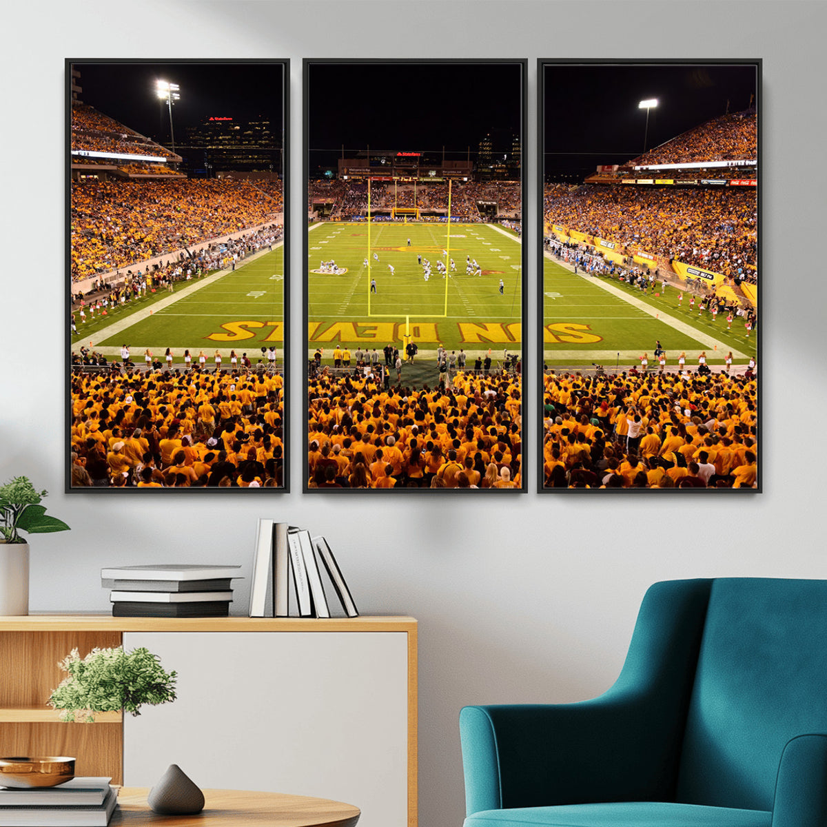 21588-MGV-CV-36X24 - ASU Sun Devils Football Team Print - Phoenix Mountain America Stadium Wall Art Canvas Print