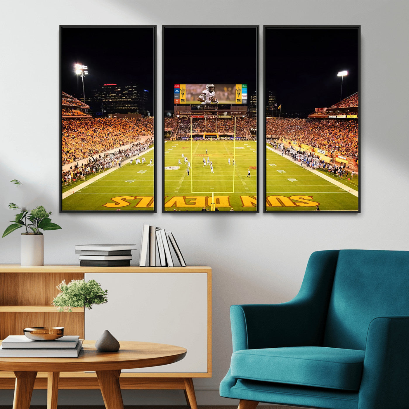 MGV-FC-48X32-3P - ASU Sun Devils Football Team Print - Phoenix Mountain America Stadium Canvas Print