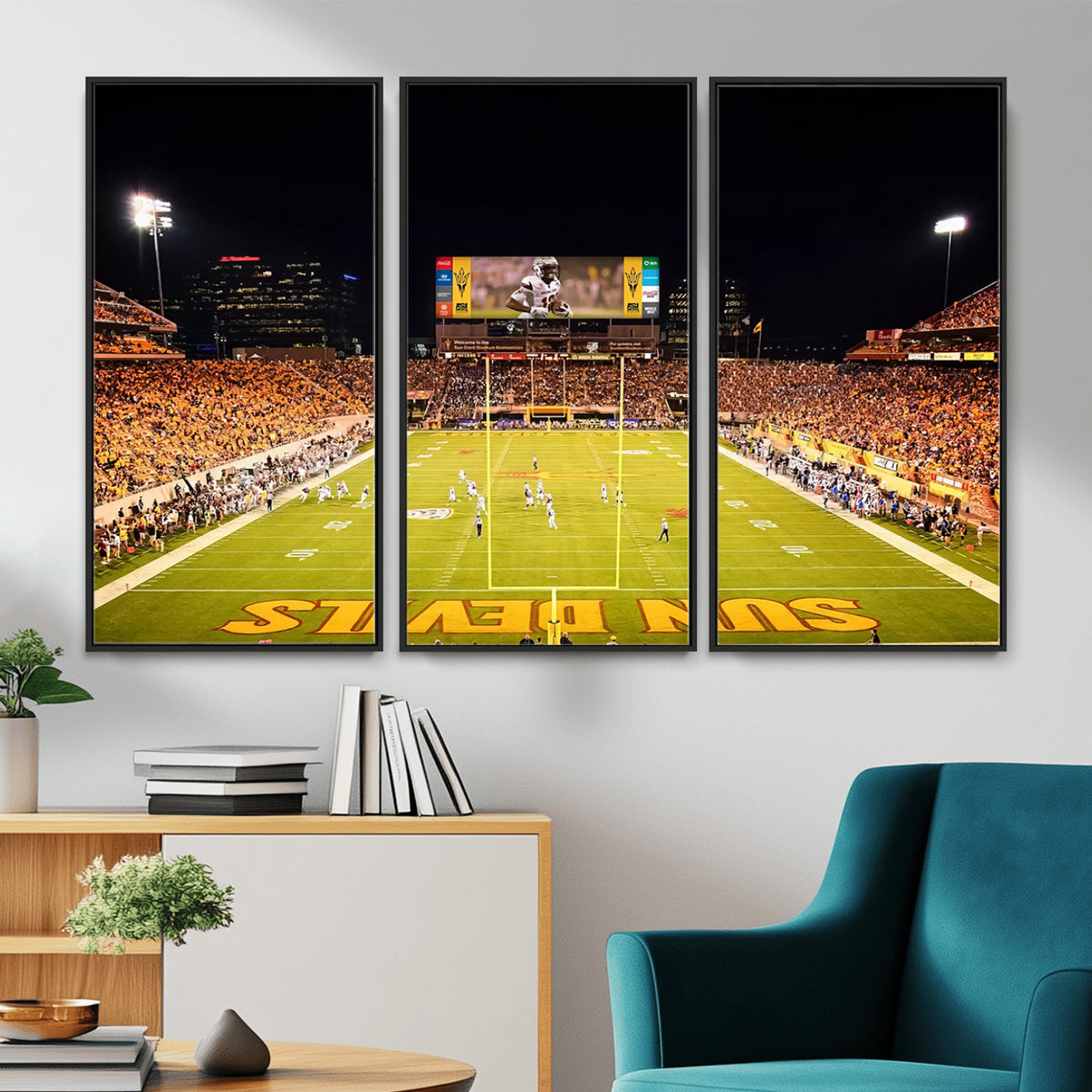 87612-MGV-CV-36X24 - ASU Sun Devils Football Team Print - Phoenix Mountain America Stadium Canvas Print
