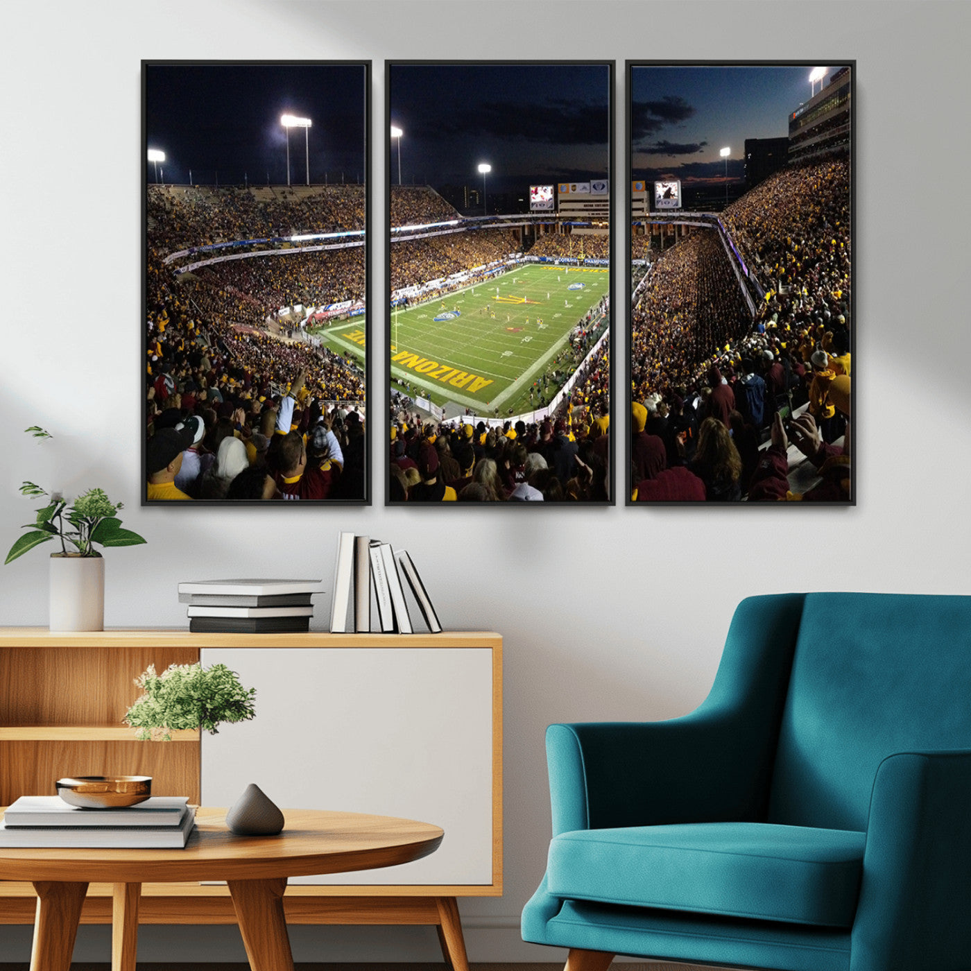 MGV-FC-48X32-3P - ASU Sun Devils Football Team Print Canvas - Phoenix Mountain America Stadium Wall Art Canvas Print