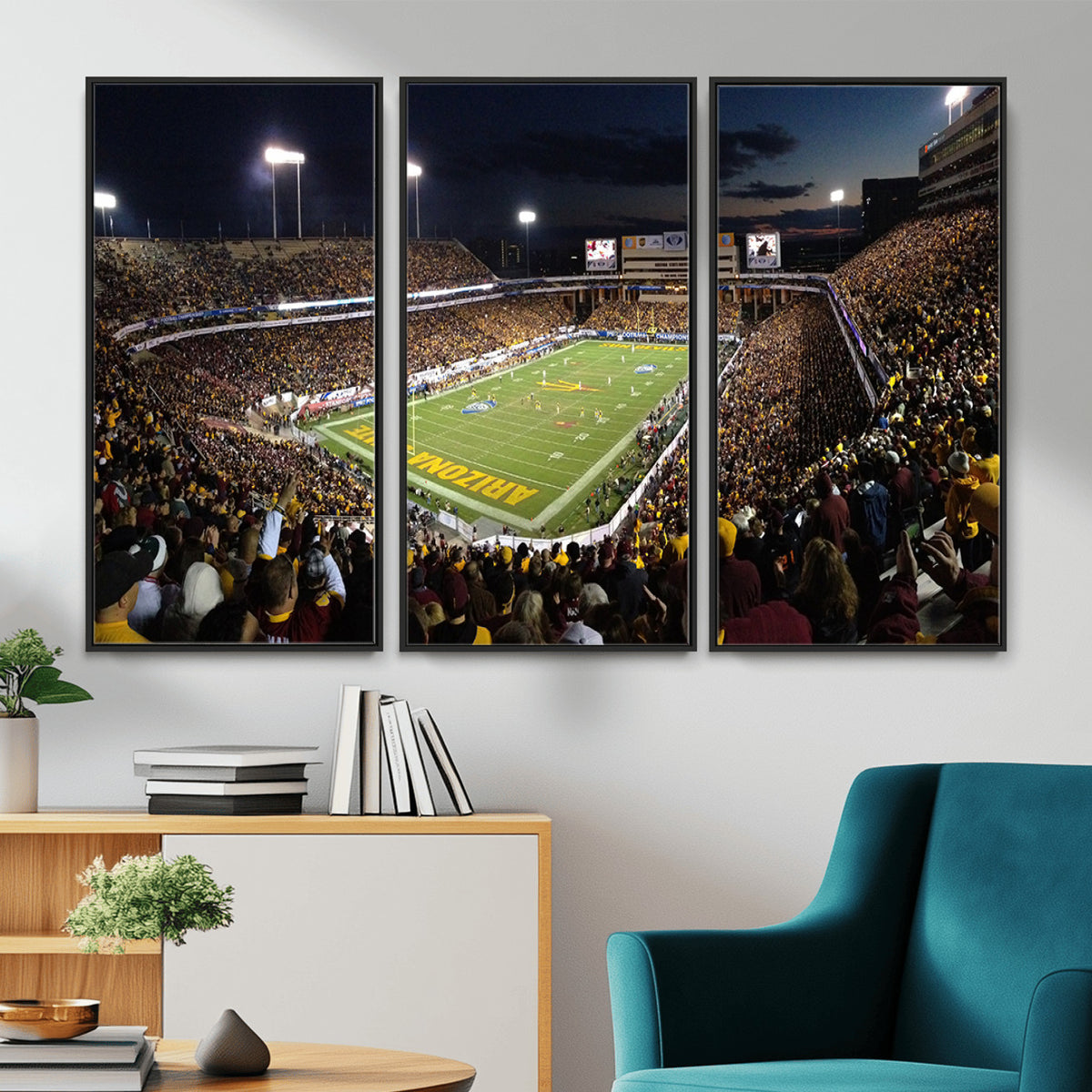 75716-MGV-CV-36X24 - ASU Sun Devils Football Team Print Canvas - Phoenix Mountain America Stadium Wall Art Canvas Print