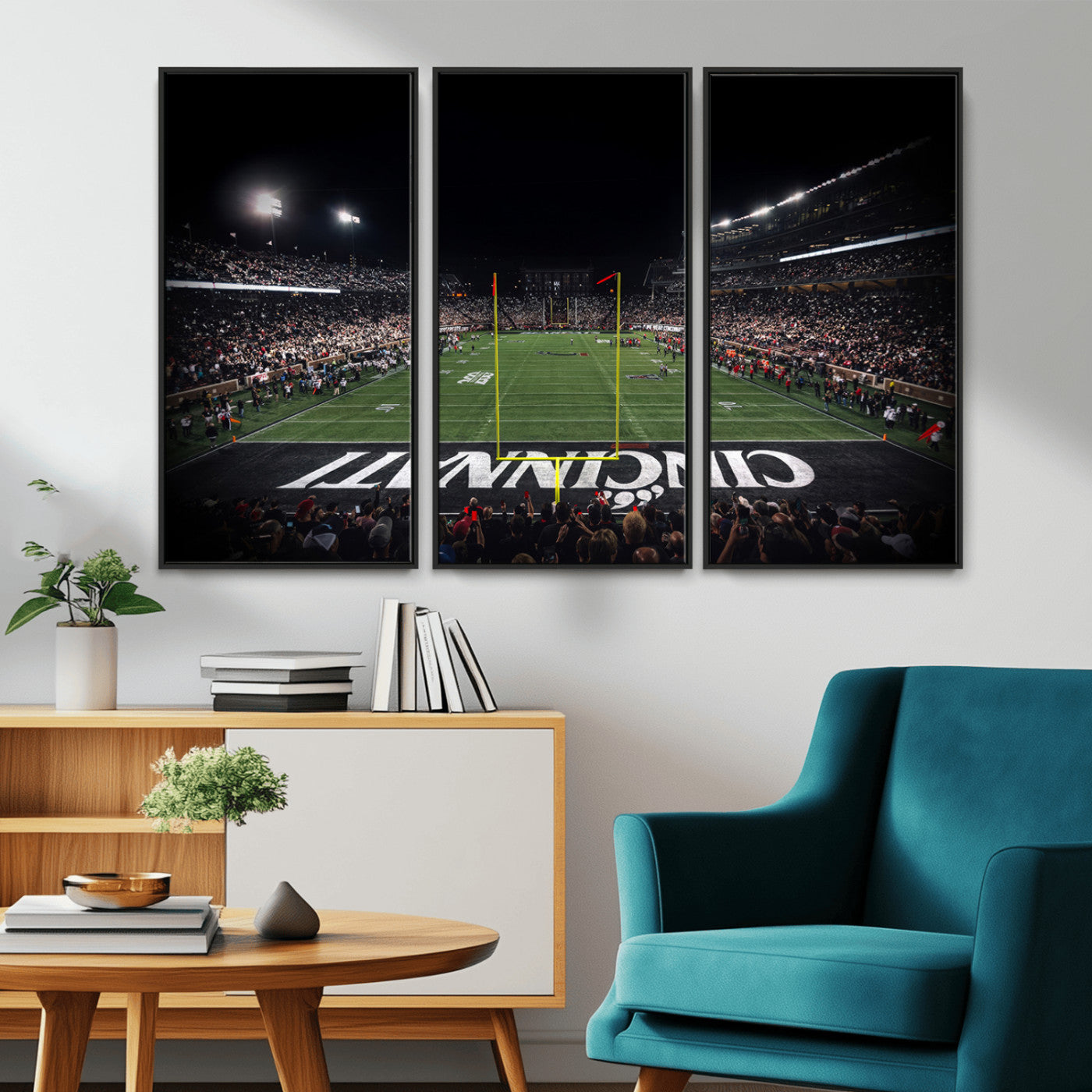 MGV-FC-48X32-3P - Cincinnati Bearcats Football Team Print - Nippert Stadium Wall Art Canvas Print