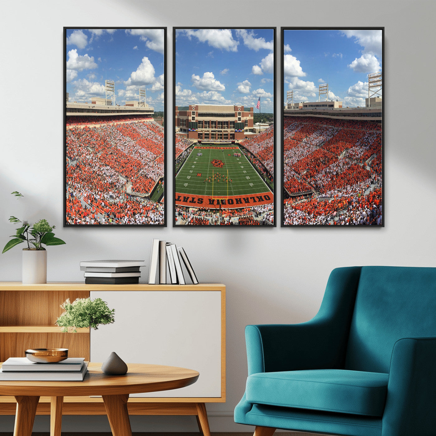 MGV-FC-48X32-3P - Oklahoma State Cowboys Football Team Print - Stillwater Boone Pickens Stadium Wall Art Canvas Print