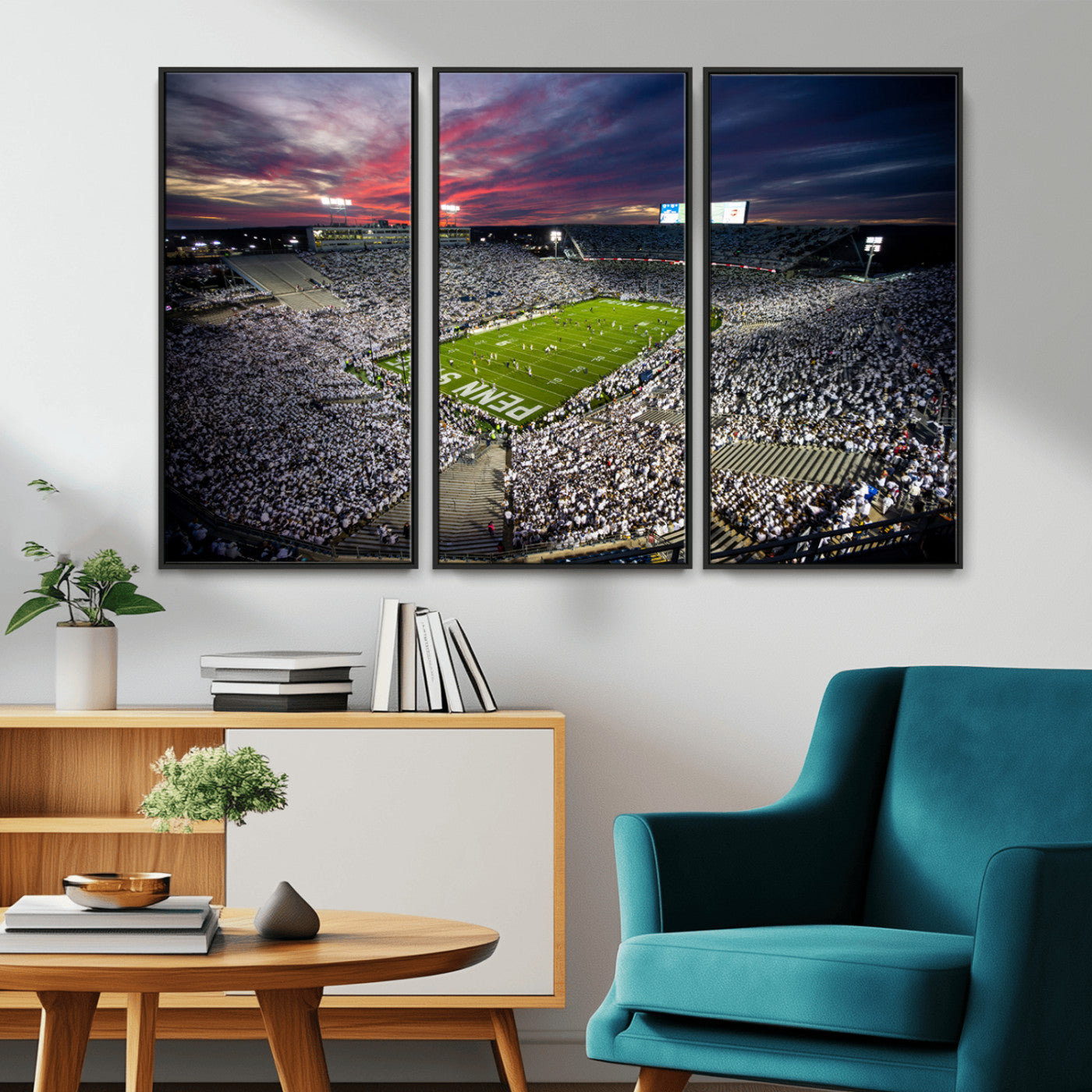 MGV-FC-48X32-3P - Penn State Nittany Lions Football Team Print - University Park Beaver Stadium Art Canvas Print