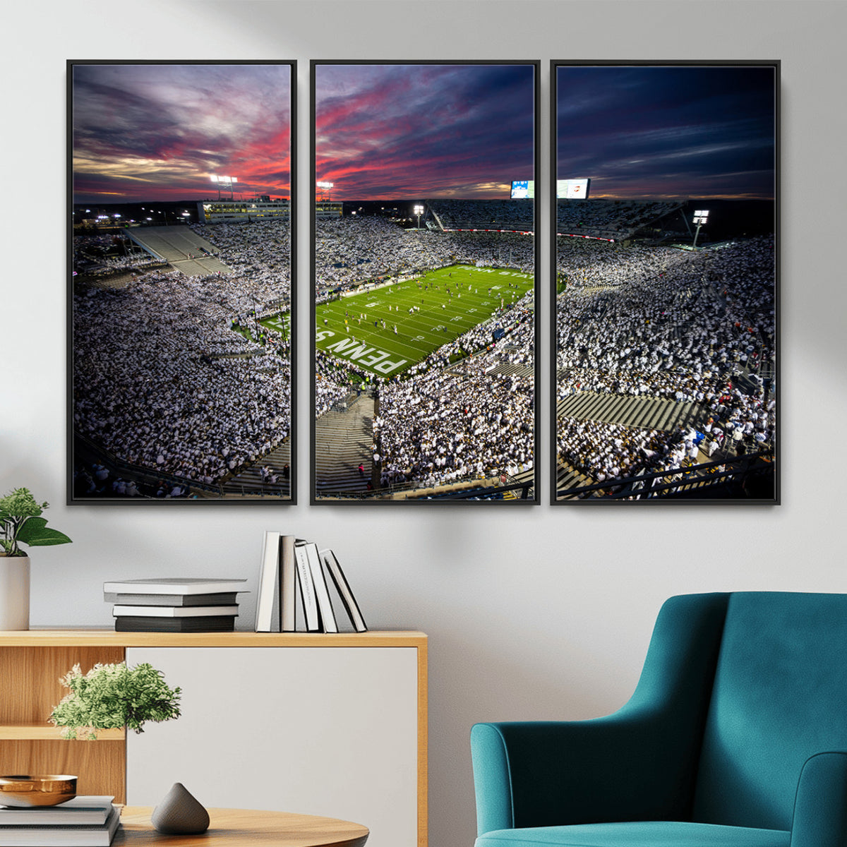 37304-MGV-CV-36X24 - Penn State Nittany Lions Football Team Print - University Park Beaver Stadium Art Canvas Print