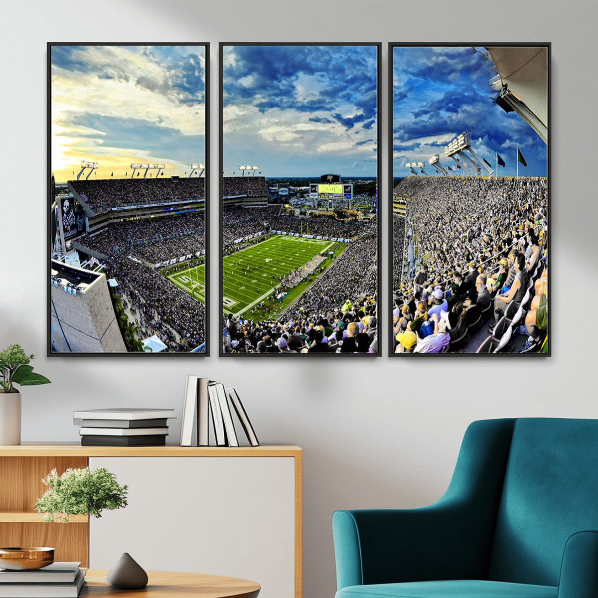 23788-MGV-CV-36X24 - Framed USF Bulls Football Team Print - Tampa Raymond James Stadium Wall Art Canvas Print