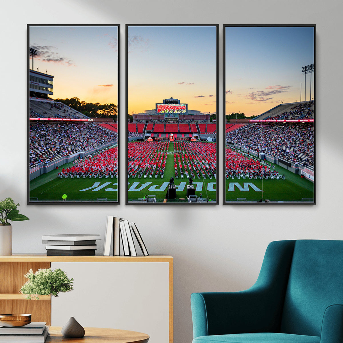 35266-MGV-CV-36X24 - NC State Wolfpack Football Team Print Wall Art - Raleigh Carter-Finley Stadium Wall Art Canvas Print