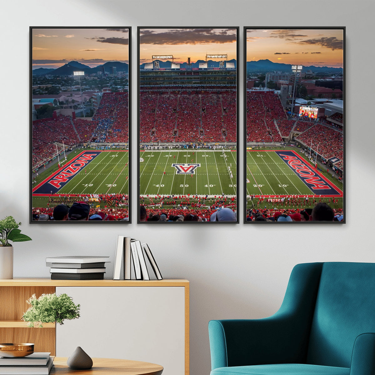 99722-MGV-CV-36X24 - Framed Arizona Wildcats Football Team Print - Tucson Arizona Stadium Wall Art Canvas Print