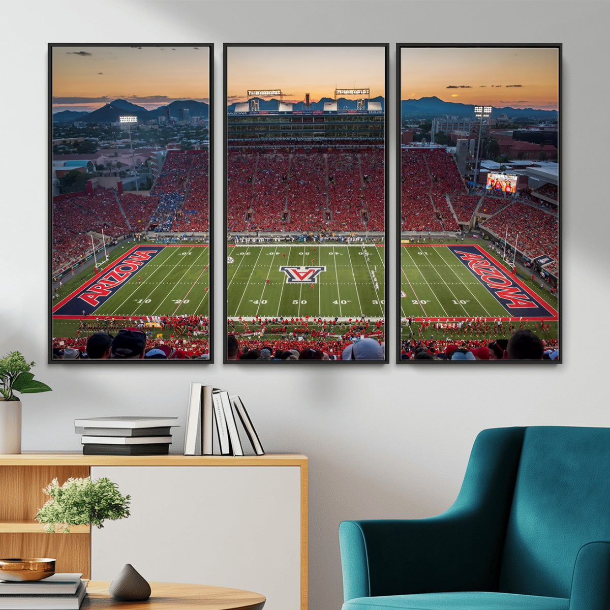 45563-MGV-CV-36X24 - Arizona Wildcats Football Team Print - Tucson Arizona Stadium Wall Art Canvas Print