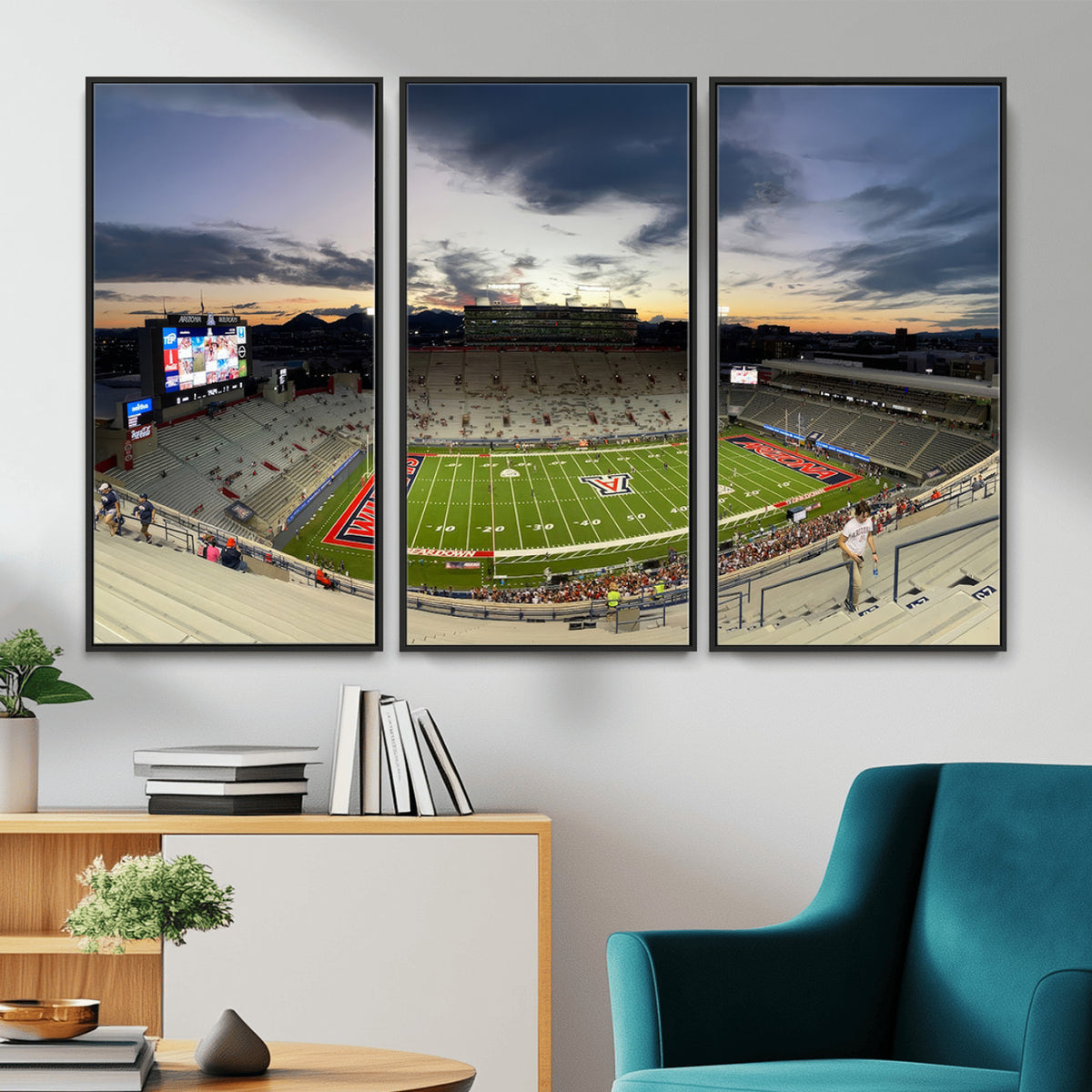 24339-MGV-CV-36X24 - Arizona Wildcats Football Team Print - Tucson Arizona Stadium Wall Art Canvas Print