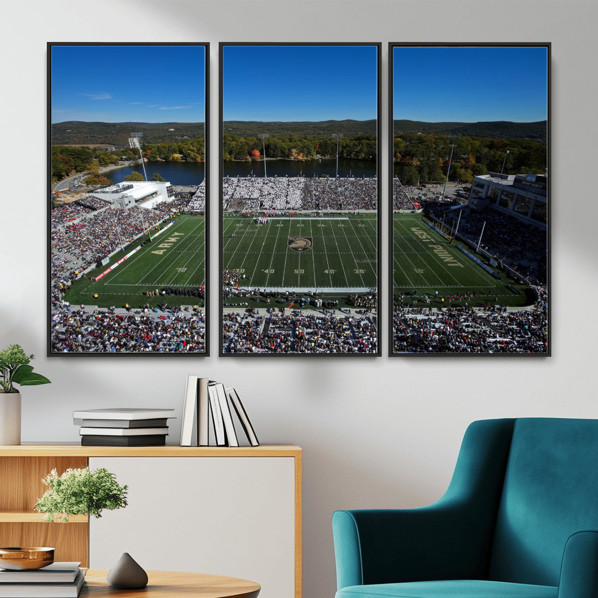 52056-MGV-CV-36X24 - Army Black Knights Football Team Print - West Point Michie Stadium Wall Art Canvas Print