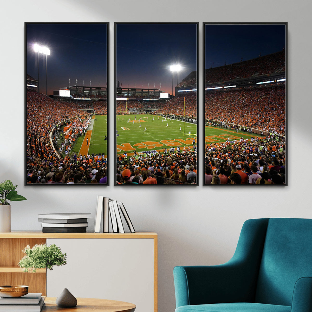 32340-MGV-CV-36X24 - Clemson University Tigers Art Print, Football Team Print