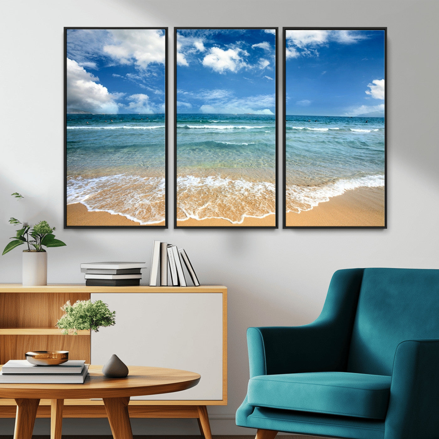 MGV-FC-48X32-3P - Sea View From the Beach Canvas Print