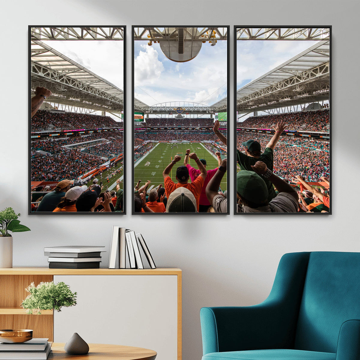 66239-PAN-FL-20X10 - Miami Hurricanes Football Team Wall Art Print - Miami Hard Rock Stadium Wall Art Canvas Print