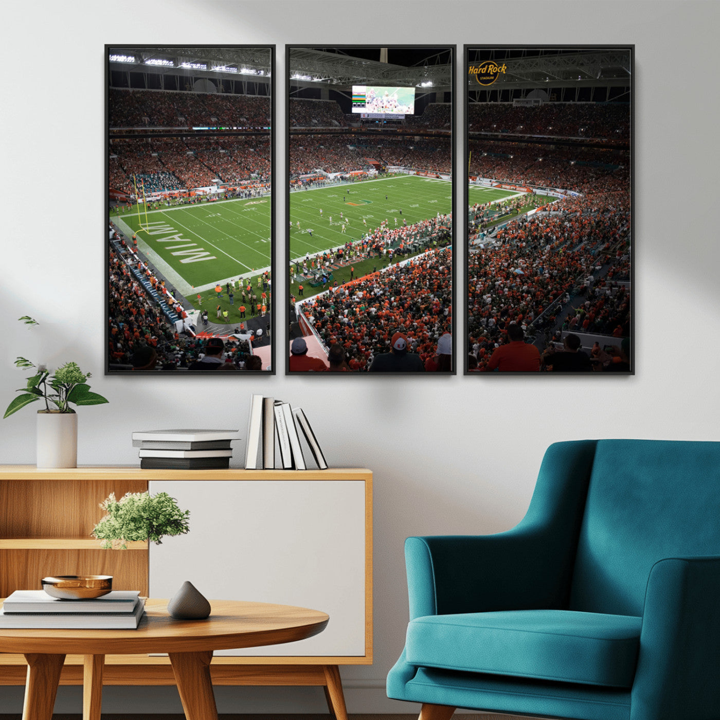 MGV-FC-48X32-3P - Miami Hurricanes Football Team Print Canvas- Miami Hard Rock Stadium Wall Art Canvas Print
