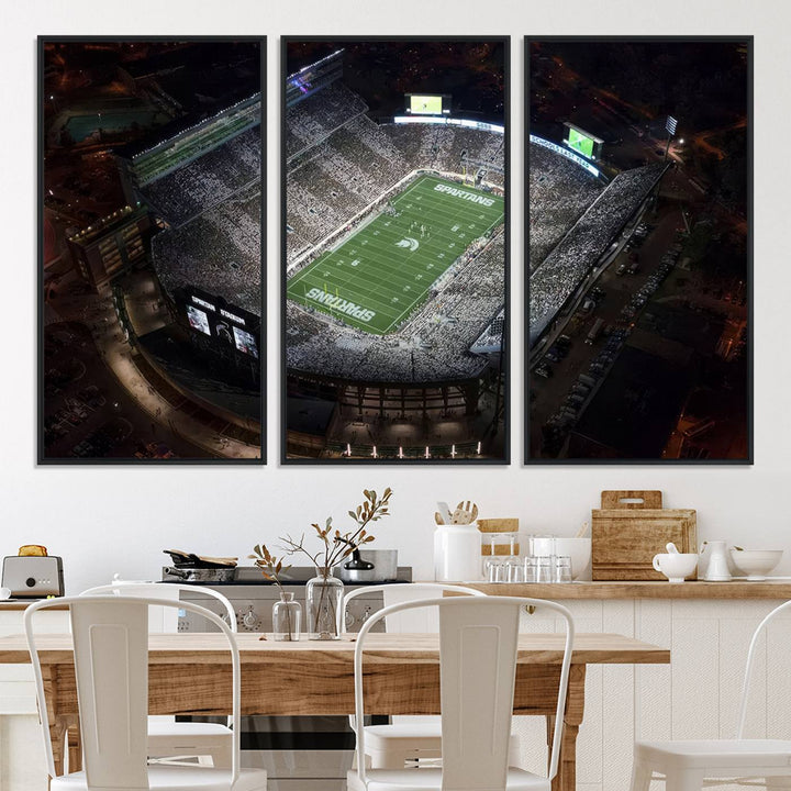 Michigan State Spartans Football Team Print - East Lansing Spartan Stadium Print Wall Art