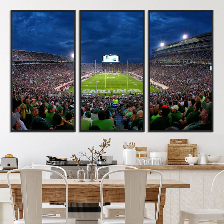Michigan State Spartans Football Team Print - East Lansing Spartan Stadium Wall Art Canvas Print