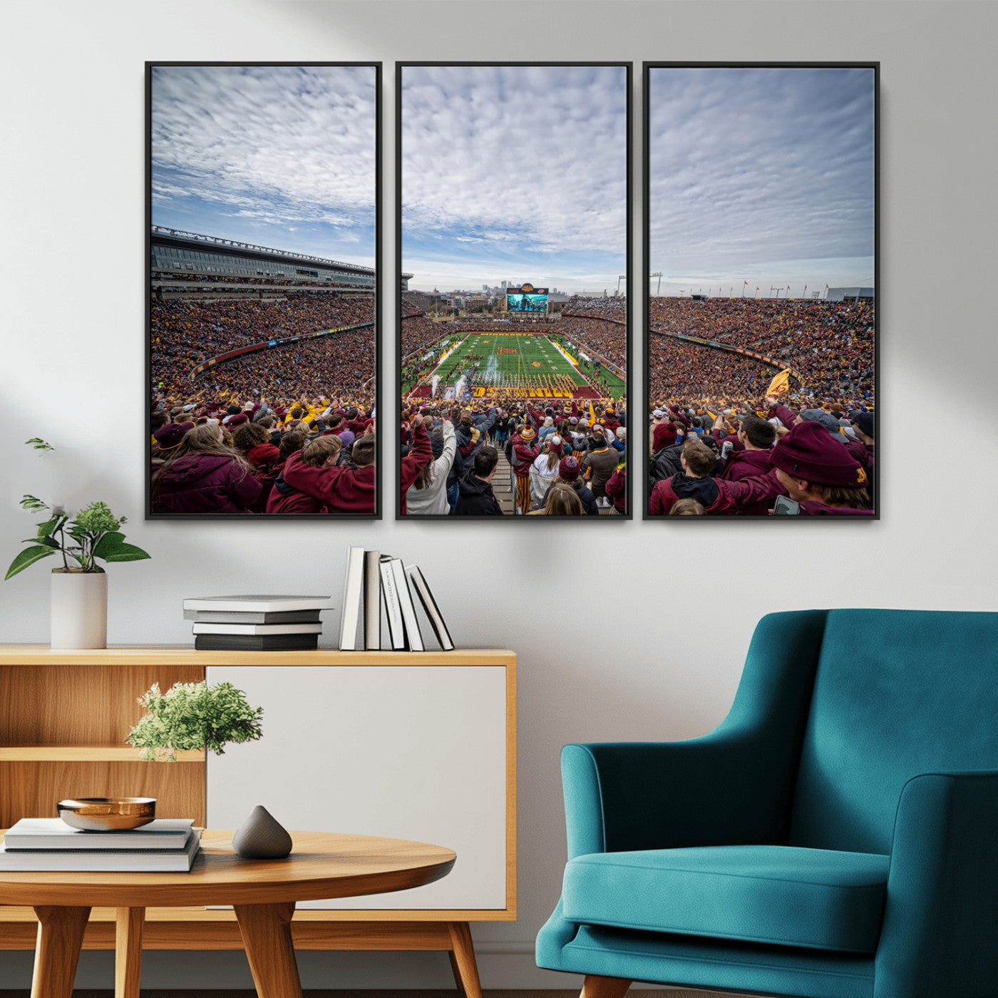 MGV-FC-48X32-3P - University of Minnesota Golden Gophers Football Team Print - Minneapolis Huntington Bank Stadium Art