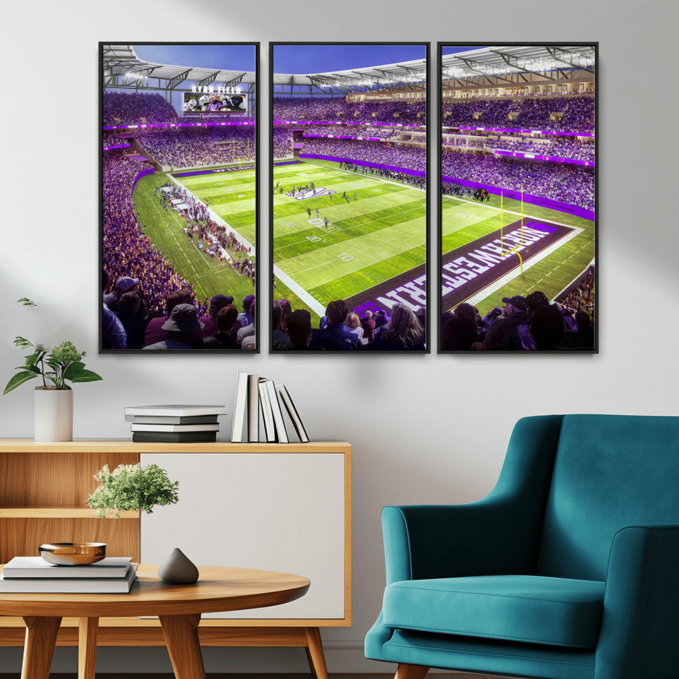MGV-FC-48X32-3P - Northwestern University Wildcats Football Team Print - Evanston Ryan Field Wall Art Canvas Print
