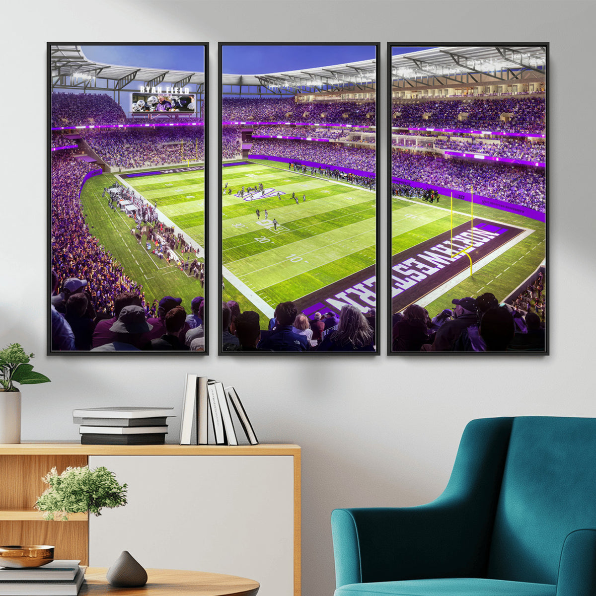 81245-MGV-CV-36X24 - Northwestern University Wildcats Football Team Print - Evanston Ryan Field Wall Art Canvas Print